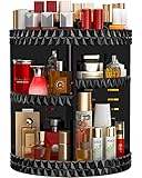 Make up Organizer 360-Grad drehbar, Acryl 6 Lagen Kosmetik Organizer mit großem Fassungsvermögen, passend für Schmink, Lippenstift, Schminktisch, Badezimmer, Parfüm, 8.5 x 8.5 x 11 inches(Schwarz)