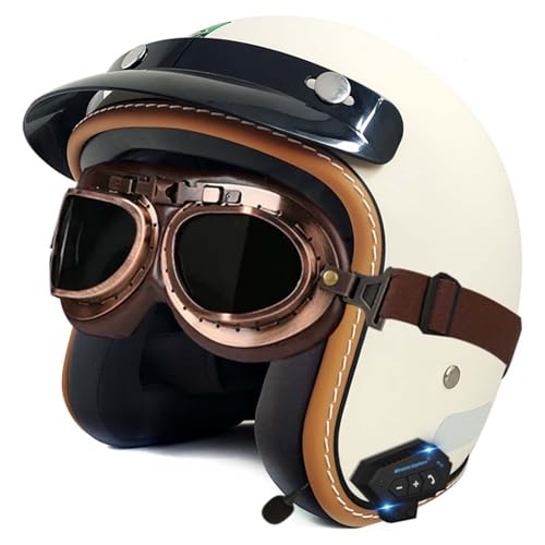 Bluetooth-Helm, Halber Gesichts-Motorradhelm, Integrierter Bluetooth-Helm, DOT/ECE-Zertifizierung, Erwachsene, Männer, Frauen K,M57-58CM