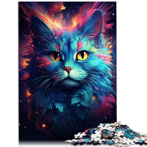 Puzzle für Erwachsene, farbenfrohe Psychedelie mit süßen Galaxiekätzchen, 1000 Teile, Puzzle, Holzpuzzle, Weihnachtswunschliste mit Weihnachtsmann, 1000 Teile (50 x 75 cm)