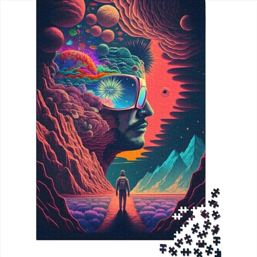 Psychedelic Mindtrip Puzzle 1000 Teile Puzzle für Erwachsene Teenager Holzpuzzle für Erwachsene Spielspielzeug für Erwachsene Familienpuzzle Geschenk 75x50cm