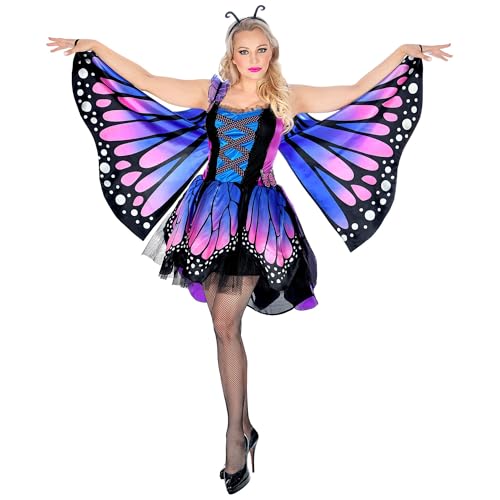 Widmann - Kostüm Schmetterling, Kleid mit Tutu, Flügeln, Haarreif mit Antennen, Tier, Falter, Motto-Party, Karneval