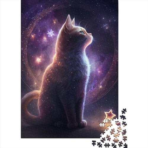 1000-teiliges Puzzle für Erwachsene, Kunst, bunte Katzen, Holzpuzzle für Erwachsene und Jugendliche zum Stressabbau, schwierige Herausforderung (Größe 29,53 x 19,69 Zoll)