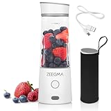 ZEEGMA Vitamine GO Tragbarer Mixer für Cocktails und Smoothies 300W, Personal Blender, Mini-Mixer 450ml mit 6 Klingen, 2 Geschwindigkeiten Akku 5000 maH, 25 Anwendungen pro Ladung