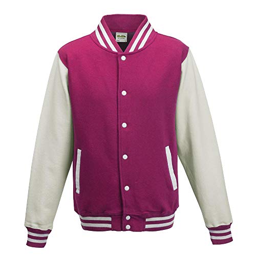 Just Hoods - Unisex College Jacke 'Varsity Jacket' BITTE DIE JH043 BESTELLEN! Gr. - XS - Hot Pink/White