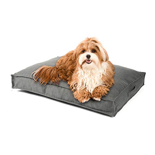 JAMAXX Premium Hundekissen in edler Leinen-Optik/Orthopädisch Memory Visco Schaumstoff/Waschbar Abnehmbarer Bezug/Wasserabweisender Innenbezug - Hundebett PDB1005 (S) grau 65x50