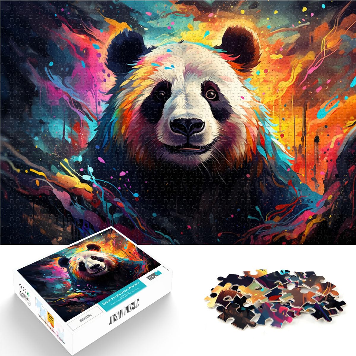 Puzzles Lernspiele Farbzeichnung eines Fantasy-Pandas Puzzles für Erwachsene 1000 Puzzle-Spielzeug Holzpuzzle Denkspiel 1000 Teile (50 x 75 cm)