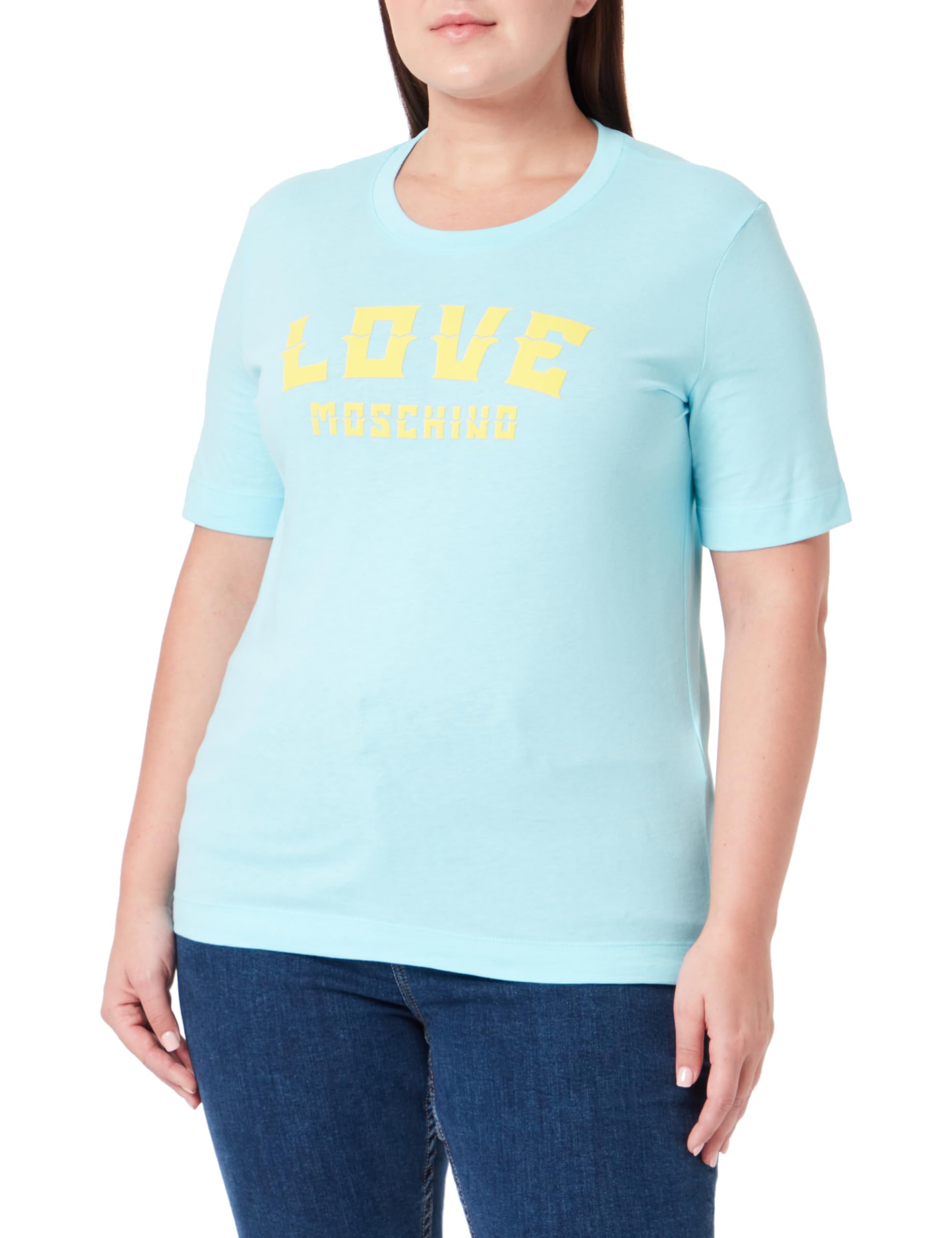 Love Moschino Women's Regular fit Short-Sleeved T-Shirt, Turquoise, 44