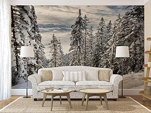 XLMING Winterliche Bergkulisse Küche Esszimmer Arbeitszimmer Wohnzimmer TV Hintergrund Wand 3D Tapete-150cm×105cm