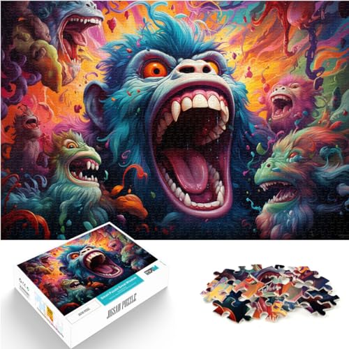 Puzzle Fantasie bunter Orang-Utan 1000 Teile Puzzle Erwachsene Puzzle Geschenke Holzpuzzle Stressabbau Schwierige Herausforderung 1000 Teile (50x75cm)