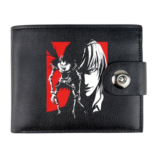 RYNDEX Death No. te Anime Geldbörse, Cartoon-Druck Kleiner Geldbeutel, PU Leder Geldbörse Brieftasche Wallet(Color:Black 10)