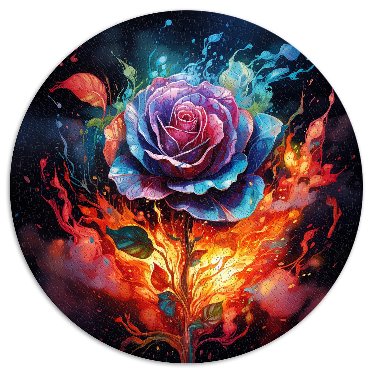 Puzzles zum Verschenken „Burning Rose“ für Erwachsene, 1000 Teile, 67,5 x 67,5 cm, Puzzlespiel, jedes Teil ist einzigartig – anspruchsvolles, unterhaltsames Spiel für die ganze Familie