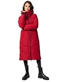 MARIKOO Damen Winterjacke Wintermantel Parka lange Winter Stepp Jacke B979 [B979-Nadar-Dark-Red-Gr.L]