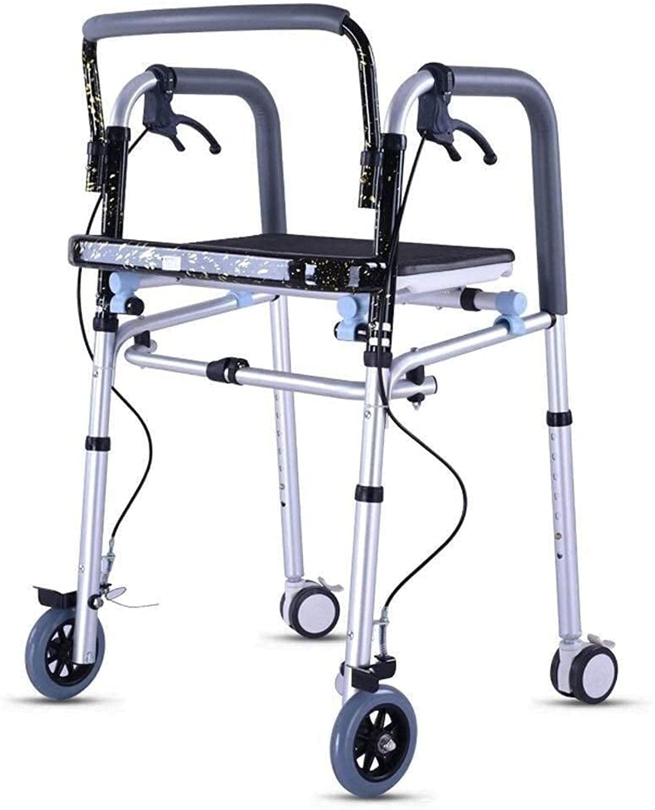 Rollator Walker Aluminium-Legierung klappbares Gehgestell mit Gehhilfe für Standard-behinderte Gehhilfen für ältere Menschen und ältere Menschen, Sehnsucht nach Vorwärts