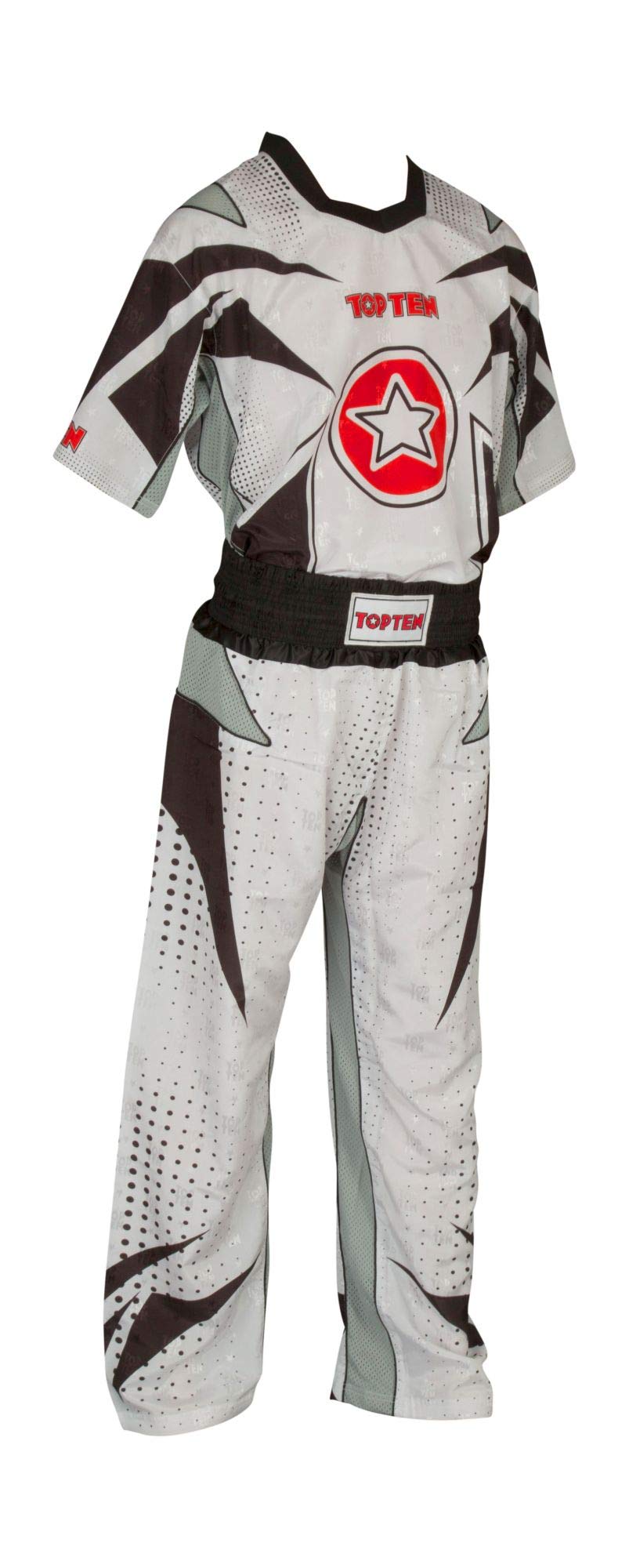 TOP TEN Kickboxuniform „Future“ für Kinder - Gr. 130 = 130 cm, Weiss-schwarz