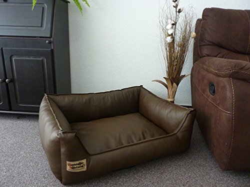 Hundebett Hundesofa Schlafplatz Kunstleder Similpelle 105 cm X 80 cm braun