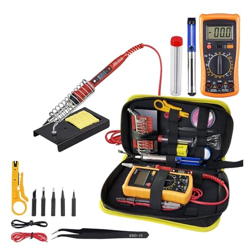 WLLKIY Lötkolben-Set Mit Digital-Multimeter, Einstellbare Temperatur, 80 W, LCD-Schweißwerkzeuge, Keramikheizung, Lötspitzen Sicher Und Stabil(Black)