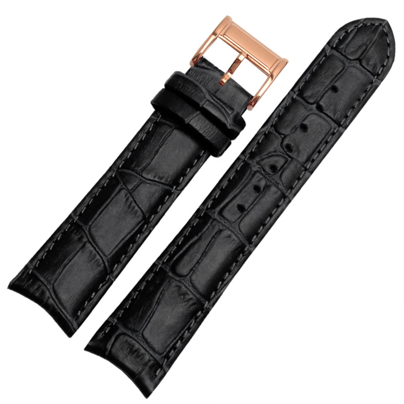 SCRUBY Echtes Leder -Uhrband für Bürger Seiko Armband 20mm Kurve End Kuh Leder schwarz blau braune Träger(Black rosegold)