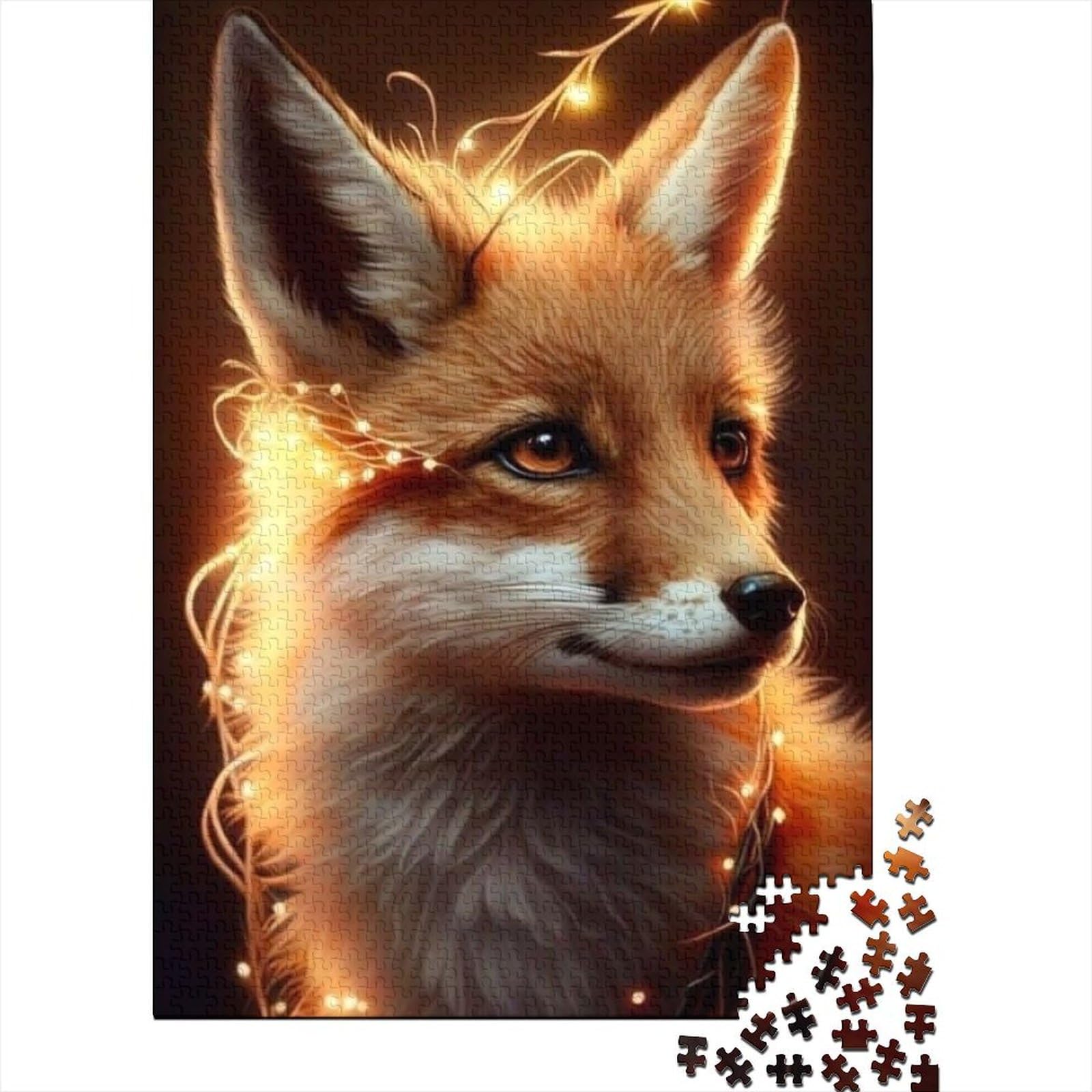 Puzzles 1000 Teile Tierfuchs-Puzzle für Erwachsene Holzbrett-Puzzle Weihnachtspuzzle-Geschenke Größe: 75x50cm