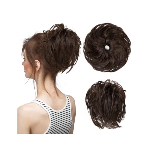 Haarteile Haarknoten Synthetisches, gefälschtes, unordentliches Dutthaar, lockiges Band, Haarteil, Haargummi, Scrunchie, Wickelstück, elastisches Haar, Chignon, Cheveux, Schwanz, Hochsteckfrisur for D