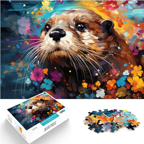 Puzzles, Geschenke, Spielzeug, Otter, bunt, psychedelisch, für Erwachsene, Puzzles mit 1000 Teilen, Holzpuzzle als Geschenk für die ganze Familie, 1000 Teile (50 x 75 cm)