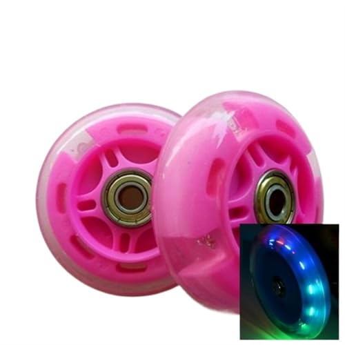 BFVAKBKYT Rollschuh-Räder, Rollschuh Räder Flash Hinten Reifen 3 In 1 Kinder Roller Hinten(Pink,0X24mm)