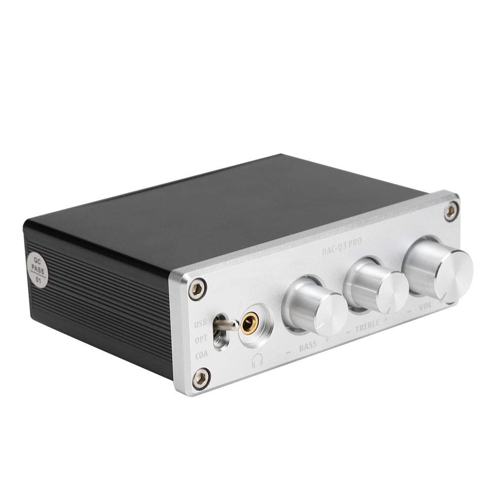 Garsent Audio-Verstärker, DAC-Decodierung Audio-Decoder -Digital-Stereo-Audio-Verstärker für 3,5-mm-Kopfhörer.(Silber)