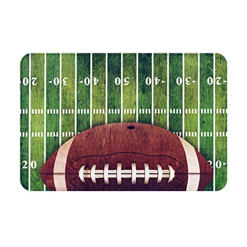 DENMER American Football Feld und Ball Teppich Eingangsbereich Teppiche Dekorativ für drinnen und draußen Rutschfest Ultra saugfähig Badezimmerteppich Teppich, 40,6 x 61 cm