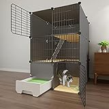 Katzenkäfig, Katzenkiste, Katzengehege für den Innenbereich, DIY-Katzenlaufstall, Catio, abnehmbarer Katzenlaufstall aus Metalldraht, großer Auslaufbereich, ideal für 1–2 Katzen, S