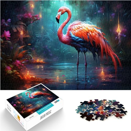 Puzzle, farbenfrohes psychedelisches Tier, Flamingo, Kunst-Puzzle für Erwachsene, 1000 Teile, Holzpuzzle, Geburtstagsgeschenk, Geschenke für 1000 Teile (50 x 75 cm)