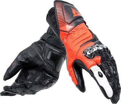 Dainese Carbon 4 Long Gloves Motorradhandschuhe Sport Leder Handschuhe, BLACK/FLUO-RED/WHITE, XXL