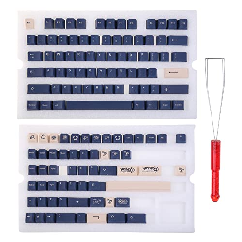 132Keys PBT DYE-Subbed Stargaze Tastenkappen für mechanische Tastaturen für Tastenkappe, Cherry Profile für MX Switch GH60/64/68/84/Dye Sub-Tastenkappen, Kirschprofil, Schwarz