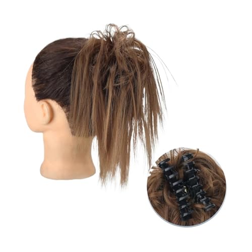 Haarteil Synthetische Haarverlängerung mit Krallenclip, unordentlicher Dutt, flauschiger Chignon, schwarzblonder Haarknoten, Hochsteckfrisur, falsches natürliches Haarteil for Frauen Haarverlängerung(