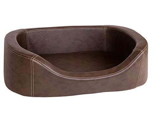 CopcoPet - Hundebetten Stella Design Kunstleder (120 x 90 cm Orthopädisch, Antik Braun)