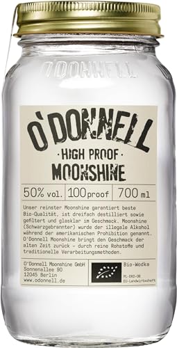 O'Donnell Moonshine "High Proof" Likör (700 ml) I Made in Germany I Natürliche Zutaten I Premium Schnaps nach Amerikanischer Tradition I 50% Vol. Alkohol