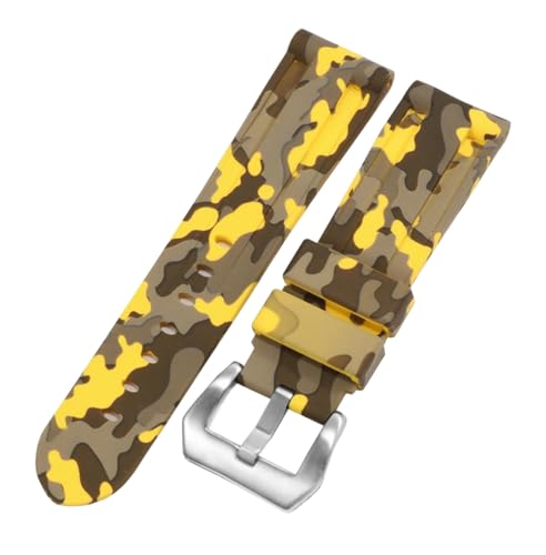 SpaRcz Uhrenarmband aus Gummi, wasserdicht, Camouflage-Gummi, Uhrenkette 22-26mm, Farbe 7, 22mm