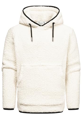 Amaci&Sons Herren Kapuzenpullover Teddyfell Teddy Sweatjacke Plüsch Hoodie Pullover Sweatshirt 4068 Weiß L