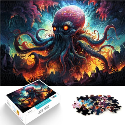 Puzzles Geschenke Spielzeug Psychedelisches buntes Oktopus-Kunstpuzzle für Erwachsene und Ren1000-teiliges Holzpuzzle Heimlernspiele DIY-Spielzeug 1000 Stück (50 x 75 cm)