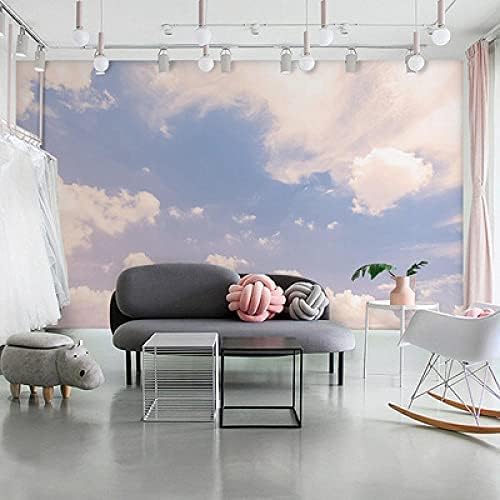 XLMING Dreamy Sky Blue Himmel Weiß Wolke Farbverlauf Farbe Küche Esszimmer Arbeitszimmer Wohnzimmer TV Hintergrund Wand 3D Tapete-400cm×280cm