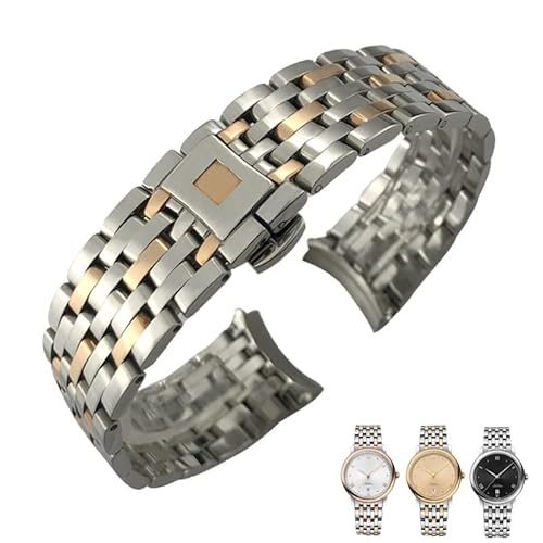 YIHANSS 316L Edelstahl-Uhrenarmbänder mit gebogenem Ende 16 mm 19 mm 20 mm für Omega DE Ville Prestige Orbis Edition Uhrenarmband Faltschließe