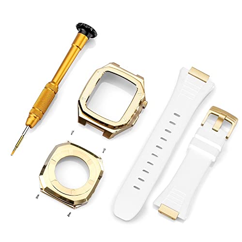 TONECY Edelstahl-Armband für Apple Watch, Modifikation, 45 mm, 44 mm, 41 mm, Metall-Mod-Kit-Set für iWatch Serie 7, 6, SE, 5, 4, 3, 2, 1 (Farbe: 32, Größe: für iWatch 44 mm)