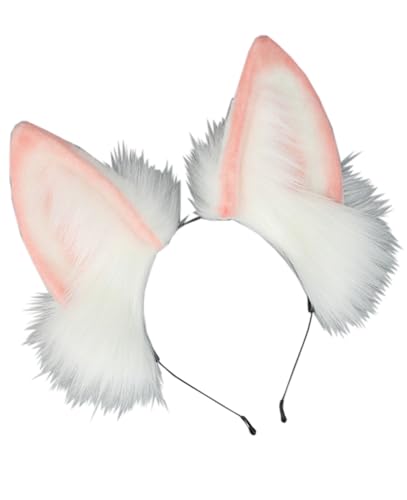 Plüsch-Fuchs-Ohr-Kopfbedeckung, Kunstfell, Tierohr-Stirnband, Haarband, Party, Anime, Cosplay, Haarschmuck (Rosa)