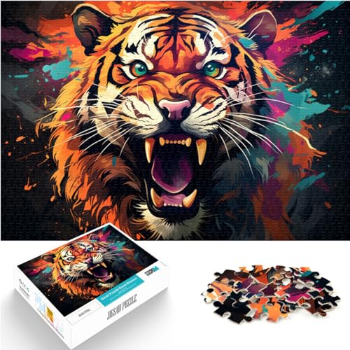 Puzzle Wütender Tiger Puzzle für Erwachsene 1000 Teile Holzpuzzle Familienspiel zum Stressabbau Schwieriges Herausforderungspuzzle 1000 Teile (50 x 75 cm)