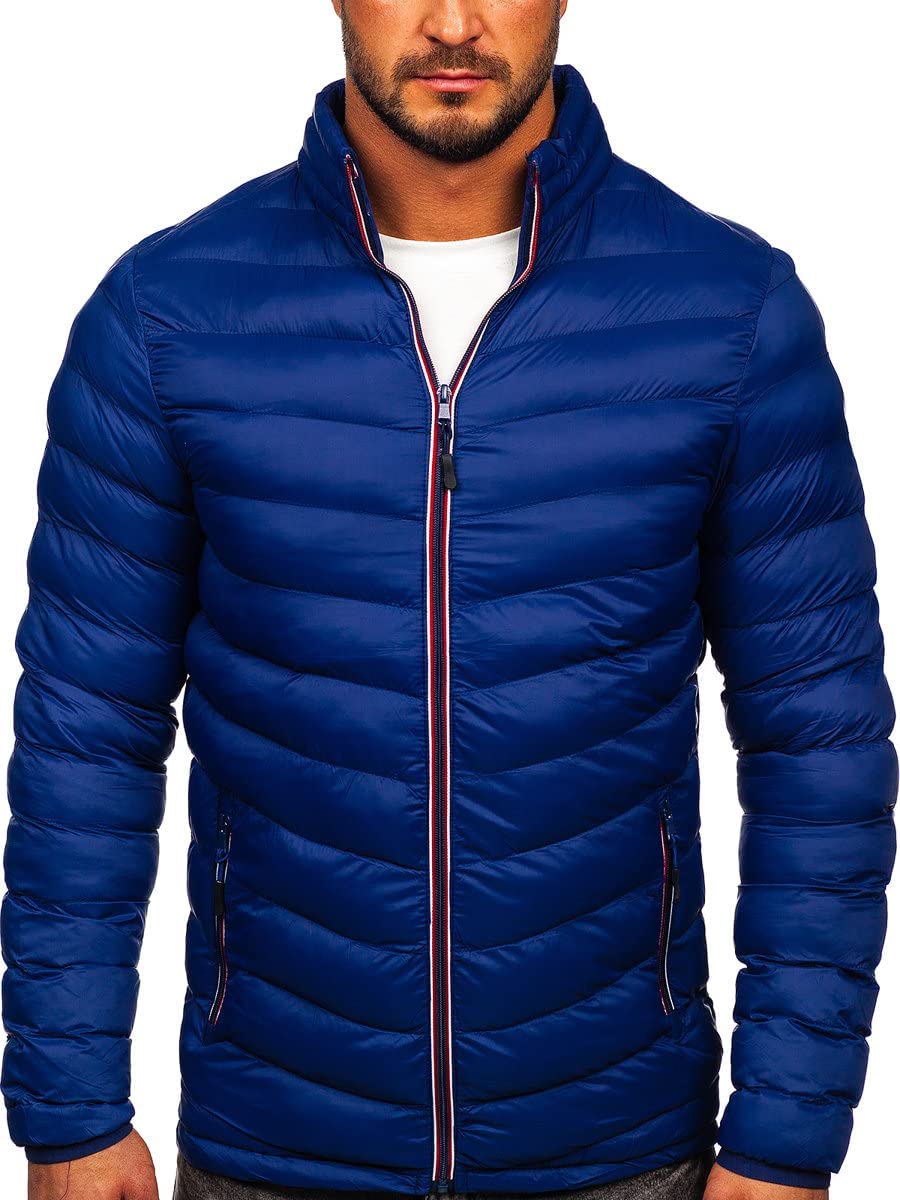 BOLF Herren Übergangsjacke Steppjacke Daunenjacke Sportjacke Freizeitjacke Reißverschluss Street Style J.STYLE SM71 Dunkelblau M [4D4]