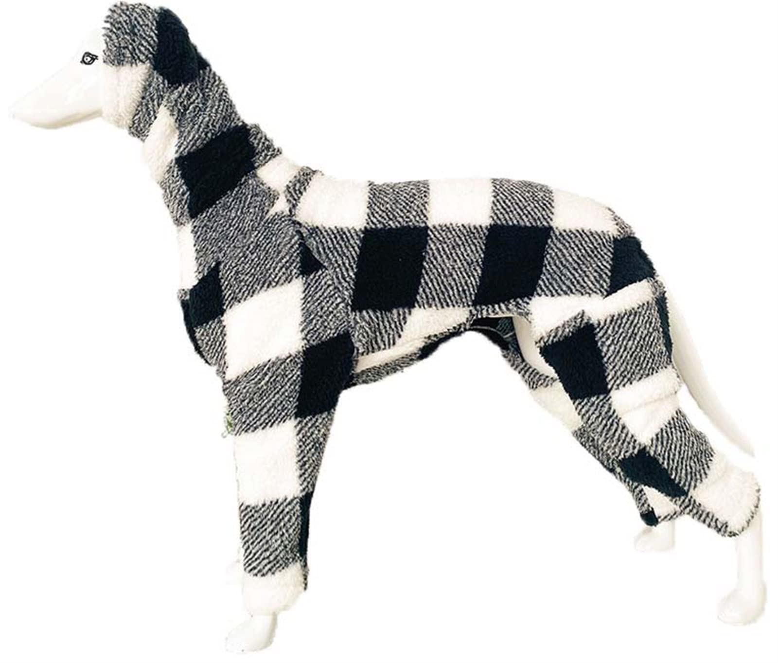 Hund Winter Fleece-Pullover mit Beinen, Vollkörper Abdeckung Hund Fleece Overall Warm Hund Onesie für Kleine Mittlere Große Hunde (Color : Black/White, Size : S)