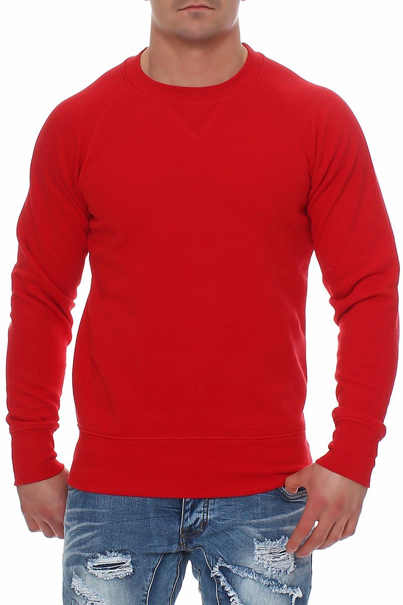 Happy Clothing Herren Pullover Sweatshirt Langarm Pulli ohne Kapuze S M L XL 2XL 3XL, Größe:S, Farbe:Rot