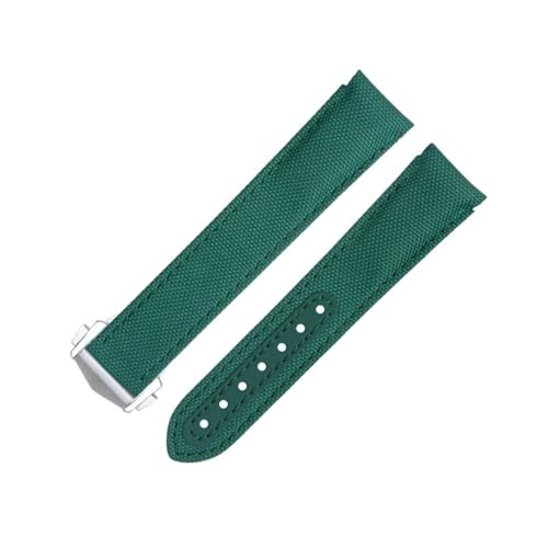 IOTUP Uhrenarmband mit gebogenem Ende, 20 mm, für Omega-Armband für AT150 Seamaster 300 Planet Ocean De Ville Speedmaster, grünes hochdichtes Nylon-Rindsleder, 20 mm, Achat