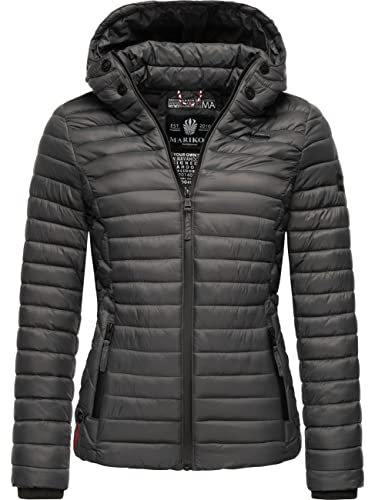 MARIKOO Damen Übergangsjacke leichte Steppjacke Samtpfote Anthracite Gr. S