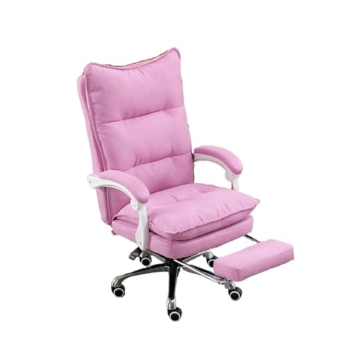 Zhaoj24-05 Bürostuhl Ergonomischer Office Chair Leather High Back Executive Office Chair with Foot Rest, Ergonomic Office Chair Schreibtischstuhl(Pink)