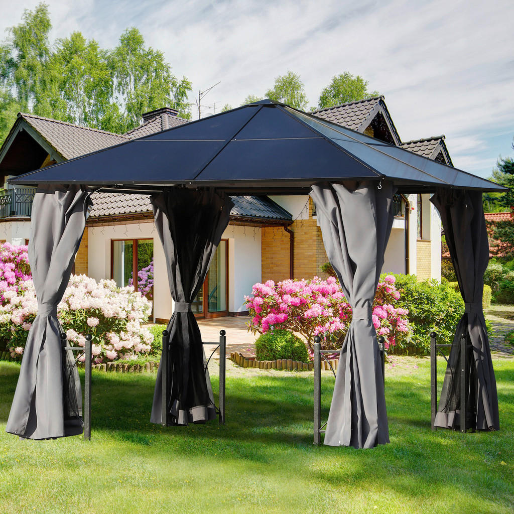 Outsunny Pavillon dunkelgrau Aluminium B/H/L: ca. 300x263x300 cm 4