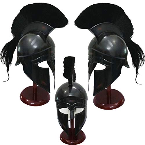 Greek Corinthian Helmet Ancient Medieval Armor Knight Spartan Replica Helmet with black plume